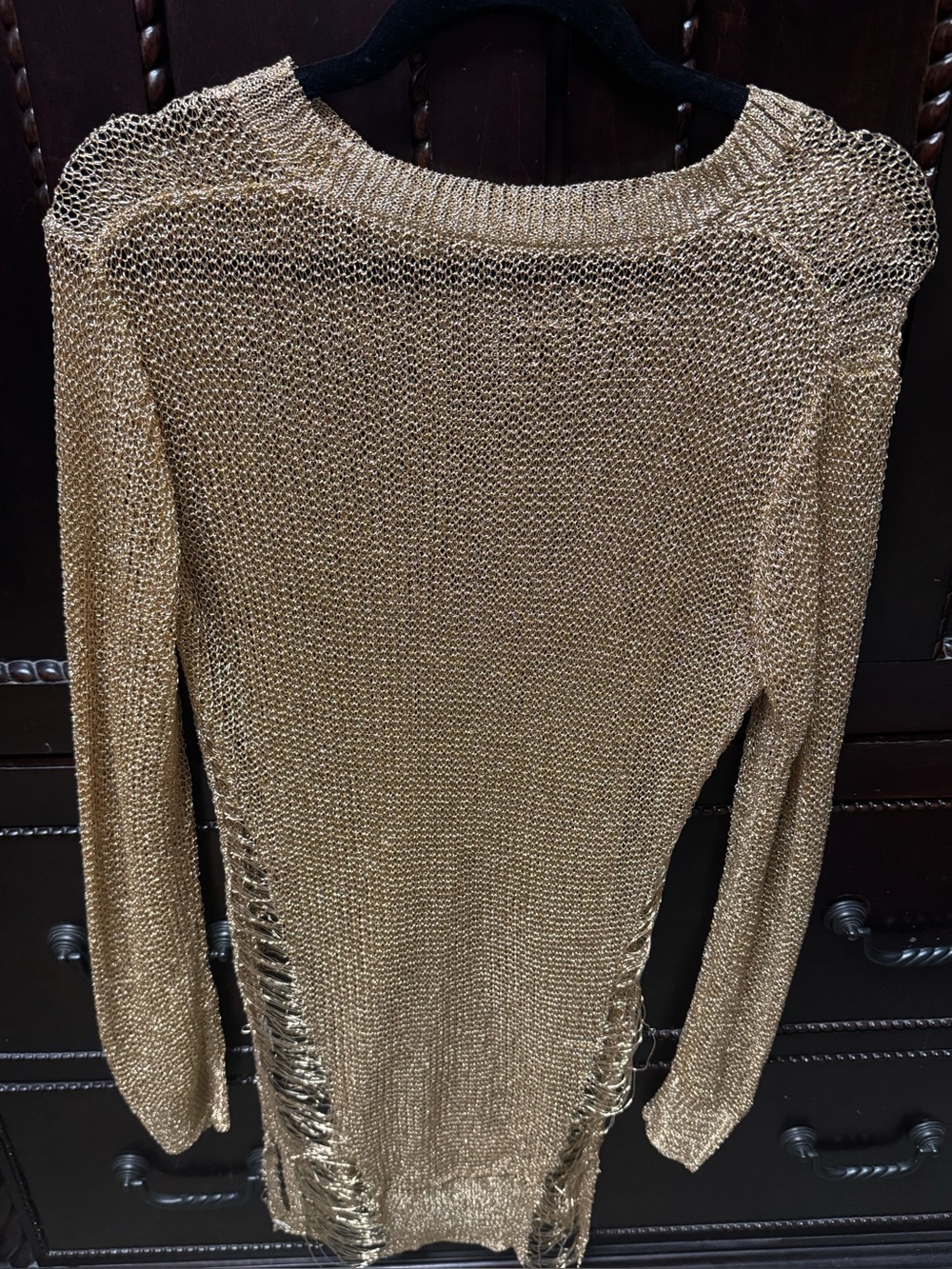 Gold Metallic Knit Women's Sweater